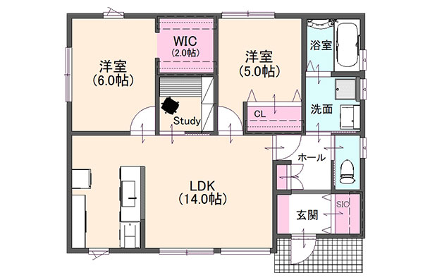 家事ラク動線の平屋